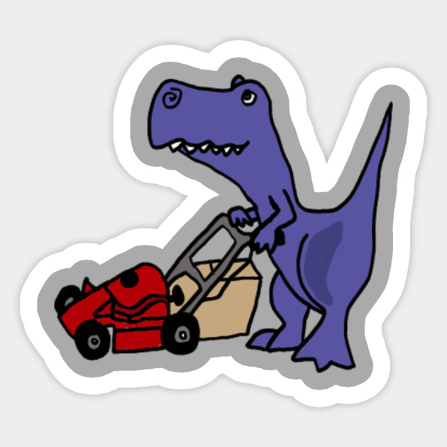 Funny Funky T-Rex Mowing the Lawn